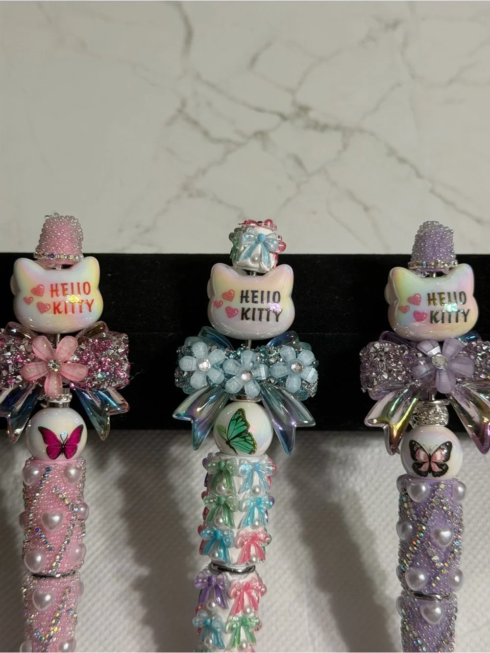 Decorative Bow Hello Kitty Gel Pen Set - Pink, Blue, Lavender